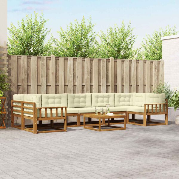 vidaXL &Uacute;ti s&oacute;fasett me&eth; p&uacute;&eth;i 8 pcs N&aacute;tt&uacute;rulegt og Krem