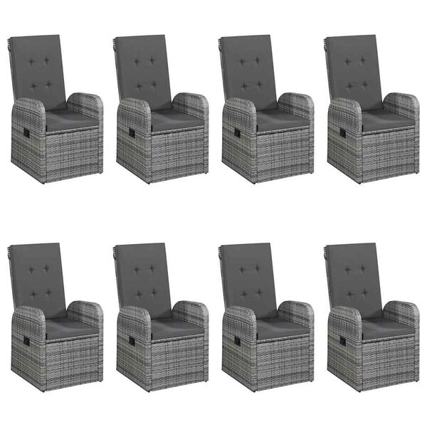 vidaXL 9 Parta Gar&eth;bor&eth;stofusett Gr&aacute;tt