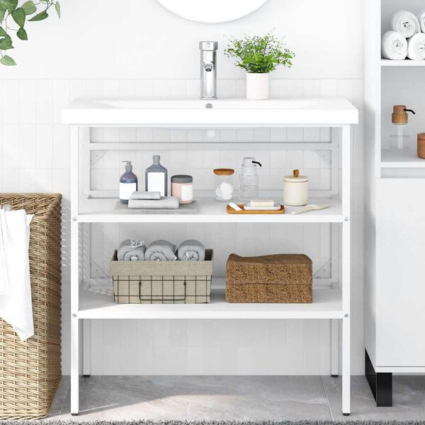 vidaXL Handlaugargrind Hv&iacute;t 79x38x83 cm J&aacute;rn