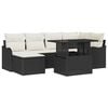 vidaXL Gar&eth;s&oacute;fa sett me&eth; p&uacute;&eth;i 7 pcs Svartur Poly rattan