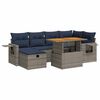 vidaXL 7 stykki gar&eth;s&oacute;fasett me&eth; p&uacute;&eth;um Black Poly Rattan Acacia