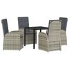 vidaXL Gar&eth;ur bor&eth;sett me&eth; p&uacute;&eth;i 5 pcs Gr&aacute;r p&oacute;l&yacute;rattan