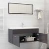 804817 vidaXL 2 Piece Bathroom Furniture Set High Gloss Grey Chipboard