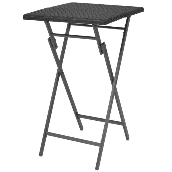 vidaXL 5 stk Samanbrj&oacute;tanlegt &Uacute;tigar&eth;h&uacute;sgagnasett St&aacute;l P&oacute;l&yacute;rattan Svart