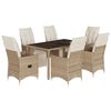 vidaXL 7 Hluta B&iacute;str&oacute;sett me&eth; Sessum Drapplita&eth; P&oacute;l&yacute;rattan