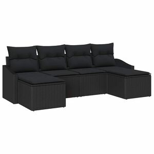 vidaXL Gar&eth;ur bor&eth;sett 6 pcs Svartur P&oacute;l&yacute;rattan og m&aacute;lmur me&eth; dufti