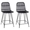 vidaXL Barst&oacute;ll 2 pcs Svartur 44 x 54 x 96 cm Fingratta og St&aacute;l