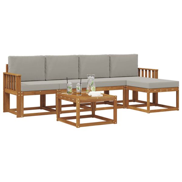 vidaXL &Uacute;ti s&oacute;fasett 6 pcs N&aacute;tt&uacute;rulegt og Lj&oacute;st Gr&aacute;tt Hrein akas&iacute;utr&eacute;