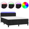 vidaXL H&oacute;lfa&eth; Springr&uacute;m me&eth; D&yacute;nu&LED Svart 140x190 cm Flauel