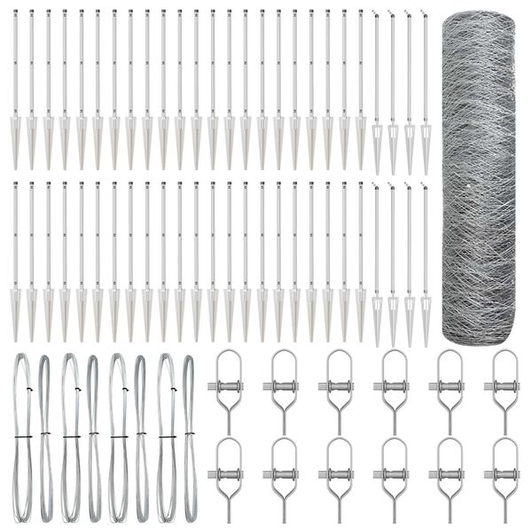 vidaXL Gir&eth;ingarp&oacute;stur Silfur 100 x 0,5 m (50 mm net) St&aacute;l