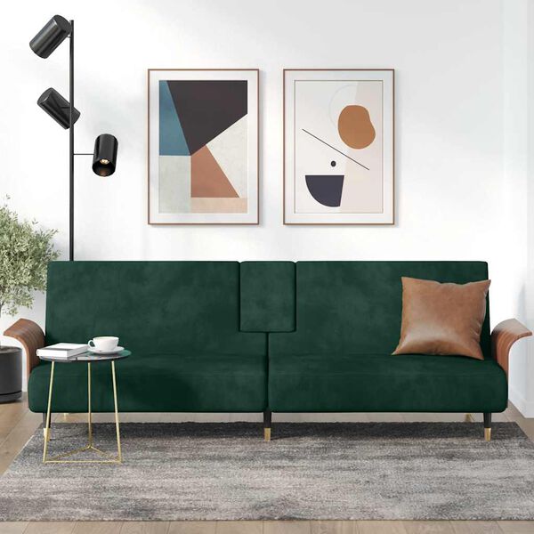 vidaXL svefns&oacute;fi me&eth; bollah&ouml;fum D&ouml;kkgr&aelig;nt flauel