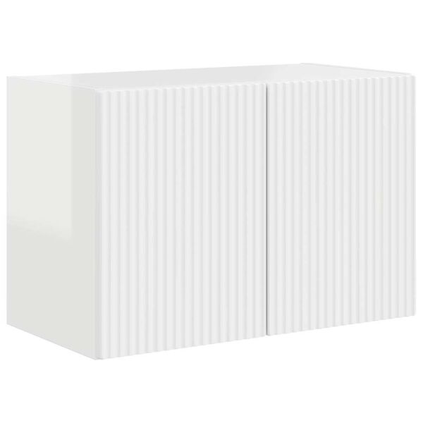 vidaXL Sj&oacute;nvarpsveggsk&aacute;pur Vegghengt H&aacute;gloss hv&iacute;tur 59,5 x 31 x 40 cm