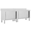 vidaXL Vinnubor&eth; me&eth; Rennihur&eth;um 2 stk. 240x50x(95-97)cm Ry&eth;fr&iacute;tt St&aacute;l