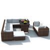 vidaXL 10 Parta Gar&eth;h&uacute;sgagnasett me&eth; Sessum P&oacute;l&yacute;rattan Br&uacute;nt