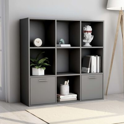 801118 vidaXL Book Cabinet Grey 98x30x98 cm Chipboard