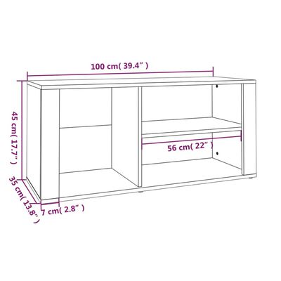 vidaXL Sjónvarpsskápur Svartur 100x35x45 cm Samsettur Viður