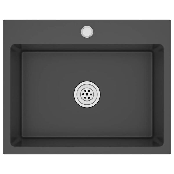 vidaXL Handsmíðaður Eldhúsvaskur Svartur Ryðfrítt Stál