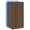 vidaXL Veggfestur Sj&oacute;nvarpssk&aacute;pur me&eth; LED lj&oacute;sum Br&uacute;n eik 40,5x35x80cm