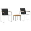 vidaXL Gar&eth;ur bor&eth;sett 3 pcs Br&uacute;nn og svartur Hrein akas&iacute;utr&eacute;