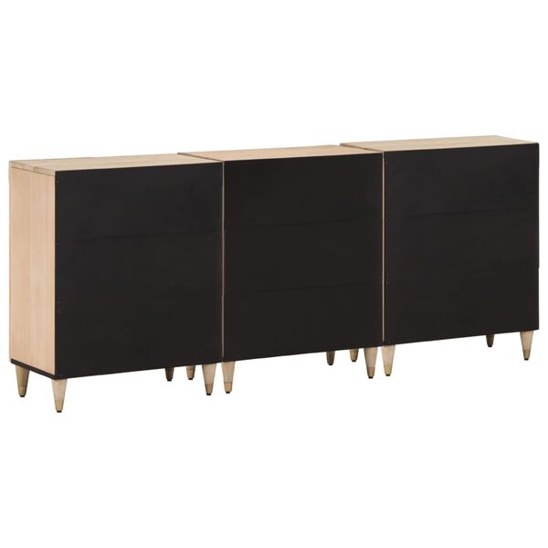 vidaXL Hliðarskápar 3 stk. 60x33x75 cm Gegnheill Mangóviður