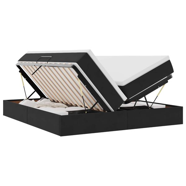 vidaXL R&uacute;m me&eth; geymslur&yacute;mi og d&yacute;nu Svartur 200 x 200 cm Flauel