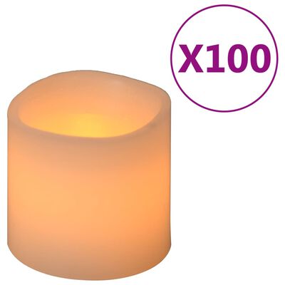 vidaXL Rafmagns LED kerti 100 stk Hlýtt-hvítt