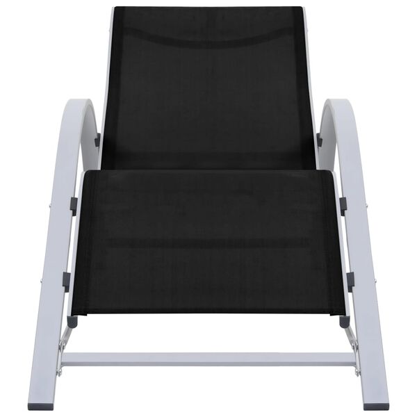 vidaXL Sólbekkir 2 stk. með Borði Ál Svartir