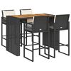 vidaXL 5 stykki gar&eth;barasett me&eth; p&uacute;&eth;um Svartur P&oacute;l&yacute;rattan Akas&iacute;uvi&eth;ur