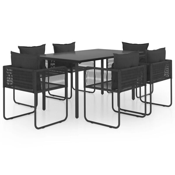 vidaXL 7 Parta Gar&eth;bor&eth;stofusett PVC Rattan Svart