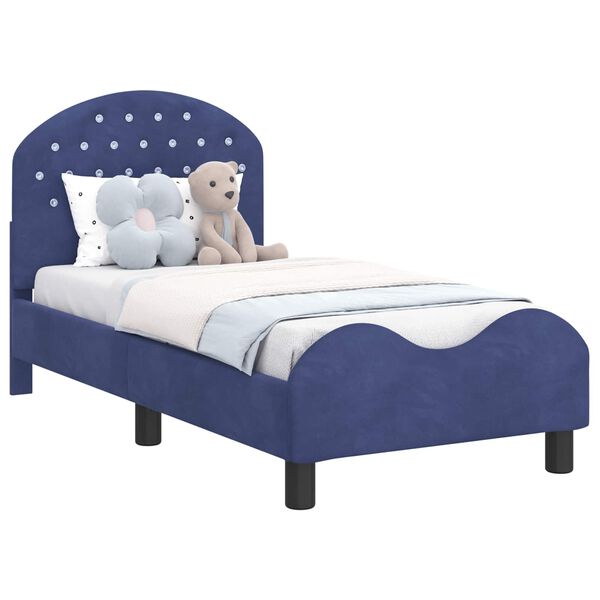 vidaXL R&uacute;mrammi fyrir litla krakka me&eth; h&ouml;f&eth;ahimni L&ouml;greglu bl&aacute;r Flauel