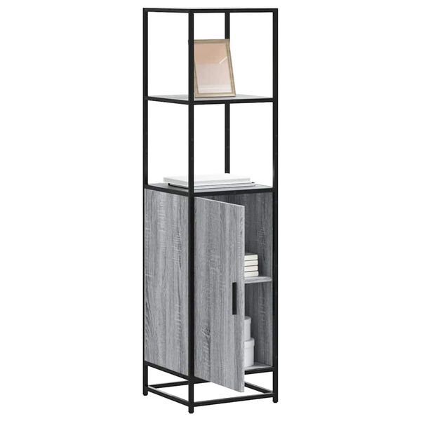 vidaXL Highboard Grátt Sonoma 35,5x35x139 cm Hannaður viður og málmur
