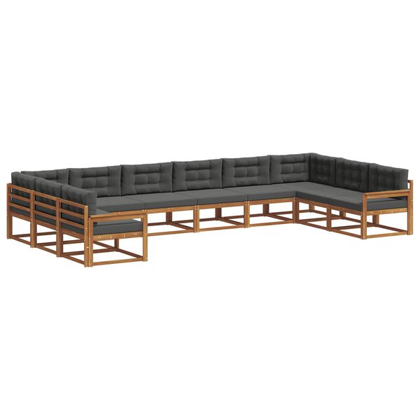 vidaXL &Uacute;ti s&oacute;fasett me&eth; p&uacute;&eth;i 10 pcs N&aacute;tt&uacute;rulegt og Antrac&iacute;t