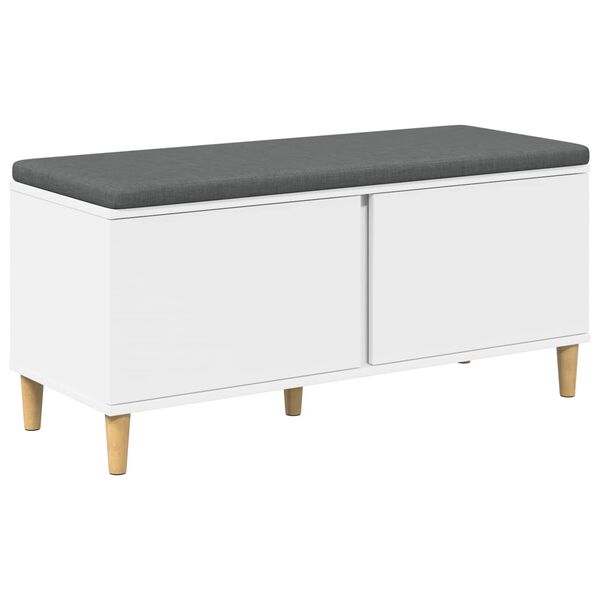 vidaXL Hallarbekk me&eth; p&uacute;&eth;i me&eth; geymslu me&eth; hur&eth; Hv&iacute;tt 100 x 38 x 46 cm