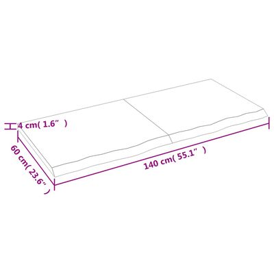 vidaXL Vegghilla Dökkbrún 140x60x(2-4) cm Meðhöndluð Gegnheil Eik