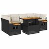 vidaXL 7 stykki gar&eth;s&oacute;fasett me&eth; p&uacute;&eth;um Black Poly Rattan Acacia
