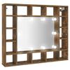 vidaXL Speglask&aacute;pur me&eth; LED lj&oacute;sum Reyklitu&eth; Eik 91x15x76,5 cm