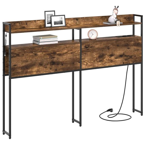 vidaXL Geymslu h&ouml;f&eth;ah&ouml;gg me&eth; hillu Reykt eik 135 cm Samsettur vi&eth;ur