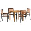 vidaXL Gar&eth;ur bor&eth;sett 5 pcs Svartur Hrein akas&iacute;utr&eacute;
