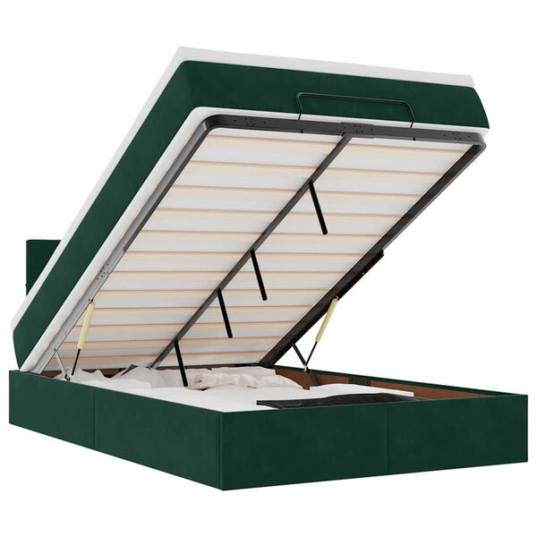 vidaXL Ottoman r&uacute;m me&eth; d&yacute;nu & LED d&ouml;kkgr&aelig;nt 120x200cm flauel