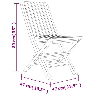 vidaXL Samfellanlegir Útistólar 8 stk. 47x47x89 cm Gegnheill Tekkviður