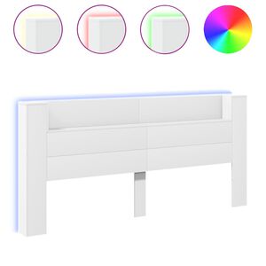 vidaXL H&ouml;f&eth;agaflssk&aacute;pur me&eth; LED Hv&iacute;tt 220x16,5x103,5 cm