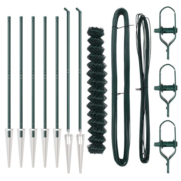 vidaXL Gir&eth;ingarp&oacute;stur Gr&aelig;nn 10 x 1,6 m (60 x 60 mm net) St&aacute;l og PVC