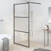 vidaXL Sturtuveggur Walk-in 115x195 cm H&aacute;lfmatt Hert Gler Svartur