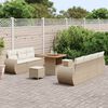vidaXL Gar&eth;s&oacute;fa sett me&eth; p&uacute;&eth;i 10 pcs Beige og krem p&oacute;l&yacute;rattan