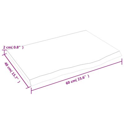 vidaXL Baðherbergisborðplata Ljósbrún 60x40x2 cm Meðhöndlaður Viður