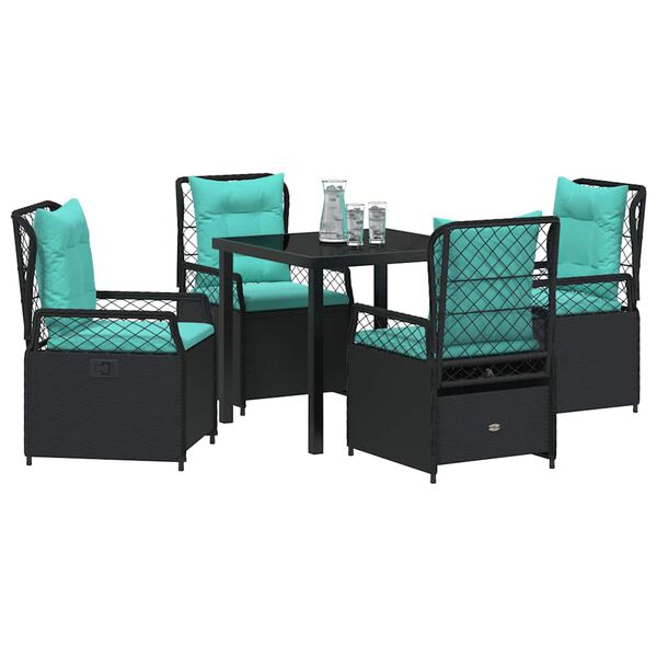 vidaXL Gar&eth;ur bor&eth;sett 5 pcs Svartur p&oacute;l&yacute;rattan