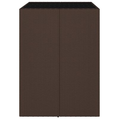 vidaXL Barborð með glerplötu Brúnt 105x80x110 cm Pólýrattan