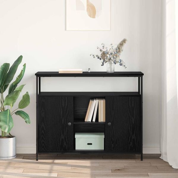 vidaXL Viðbeinteyfla Svartur Eik 100 x 35 x 80 cm Samsettur viður