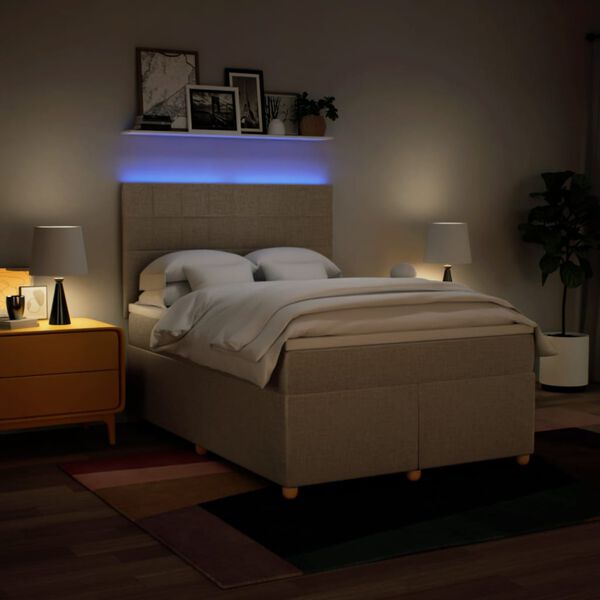 vidaXL H&oacute;lfa&eth; Springr&uacute;m me&eth; D&yacute;nu Rj&oacute;ma 140x200 cm Tauefni