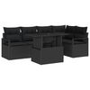 vidaXL Gar&eth;s&oacute;fa sett me&eth; geymslu 6 pcs Svartur Poly rattan